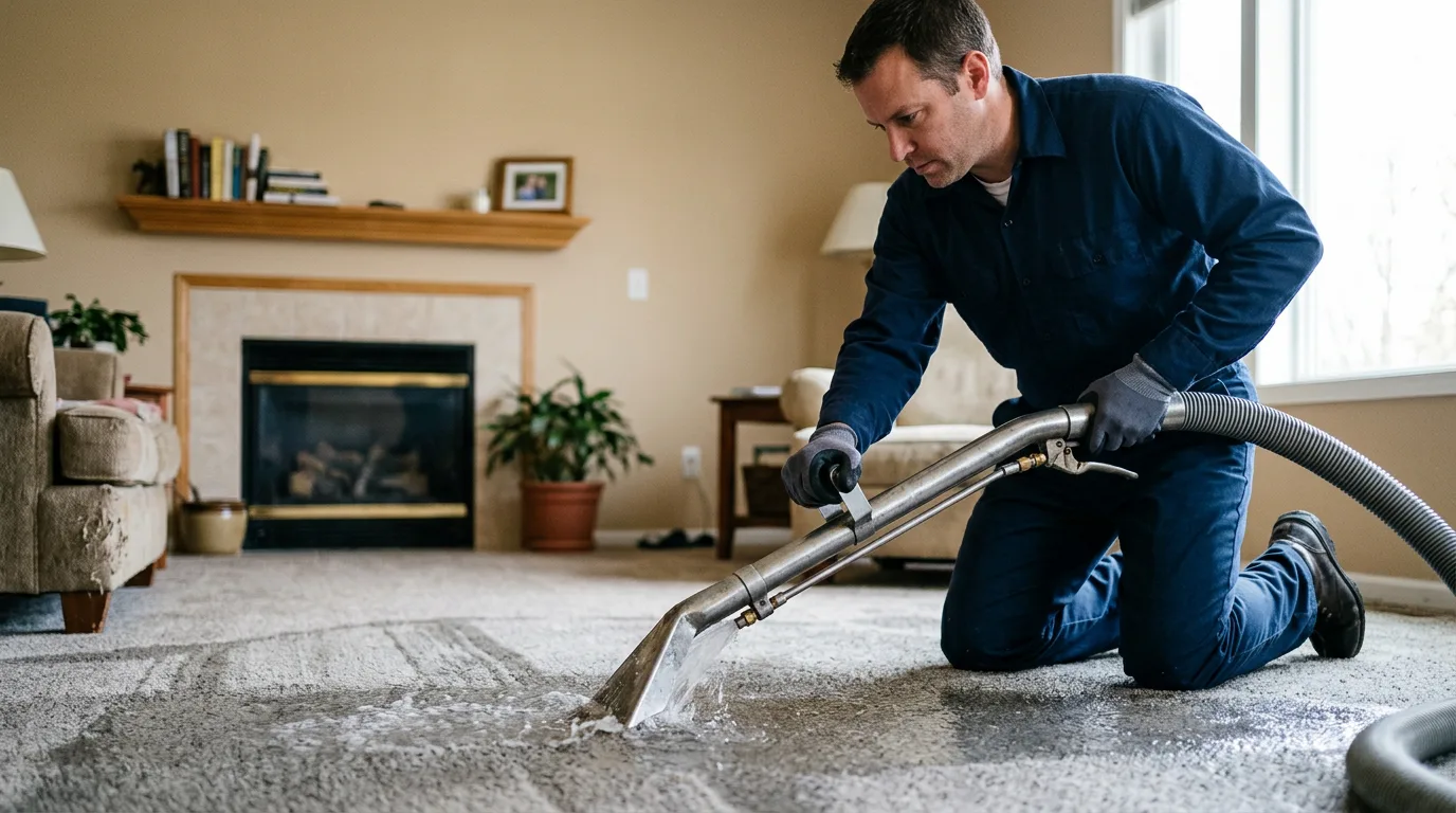 Water damage restoration technician working near Dalton, WI
